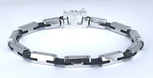 Kautschuk & Edelstahl Gliederarmband Unisex SSB-040 (9") COOLSTES VERSCHLUSSSCHLOSS - Bild 1 von 6