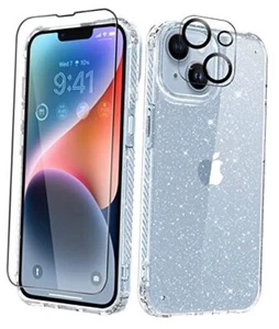 for iPhone 14 Case with Screen Protector + Camera Lens Protector, [Non Clear - Picture 1 of 7