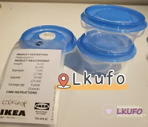 6 x Brand New IKEA PRUTA Food Containers Transparent & Blue * 2oz/each - Picture 1 of 7