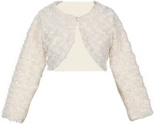 Baby Girls Faux Fur Long Sleeve Bolero Jacket Shrug  Ivory 18-24M Sweater New - Picture 1 of 1