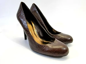 HHP Women's Size 9 BCBGirls "Ruby" Brown Lizard Embossed Leather Pump High Heels - Picture 1 of 10