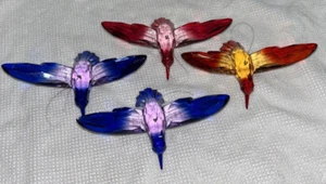 SET OF 4 ACRYLIC FACETED IRIDESCENT HUMMINGBIRD CHRISTMAS ORNAMENTS BEAUTIFUL! - Picture 1 of 8