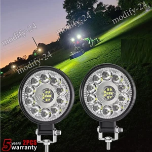 2Pcs ROUND 48W LED Work Lights High Beam LED Headlight Fit John Deere Tractor - Picture 1 of 8