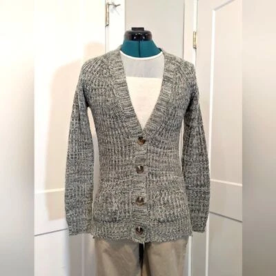 Cárdigan rosa para mujer pequeño vintage retro gris grueso tejido abuelo suéter Foto 1 de 4