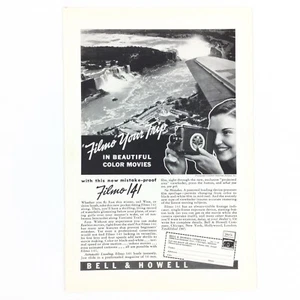 1938 Filmo 141 VINTAGE PRINT AD Bell & Howell Home Movie Camera Niagara Falls - Bild 1 von 1