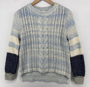VICTORIA'S SECRET Sweater XS Wool Alpaca Blend Marled Cable Jumper Pullover Blue - Picture 1 of 12