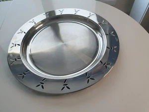 Bandeja redonda de acero inoxidable AMC, placa de servicio - Imagen 1 de 5
