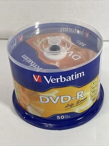 Verbatim DVD-R Life Series 16X Speed 50 Pack (PL1-8011-97176-NIB) Blank 4.7GB - Picture 1 of 4