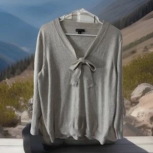J Crew Mercantile Damen XL grau meliert Langarm Pullover mit Schleife - Bild 1 von 5