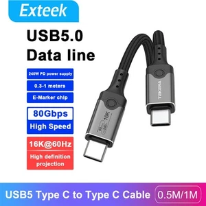 USB 5.0 Type C to Type C Cable PD240W Fast Charging Cord 80Gbps 16K@60Hz 0.5M/1M - Picture 1 of 10