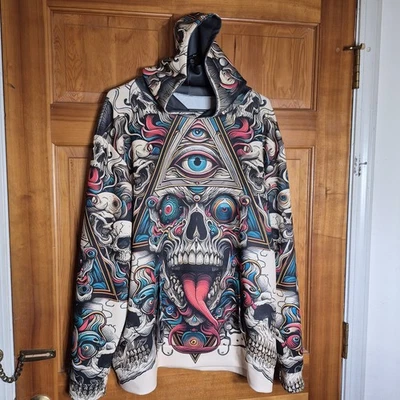 Sudadera con capucha con estampado de calavera para todos los ojos que ven ropa de calle XXL poli por favor leer Foto 1 de 4