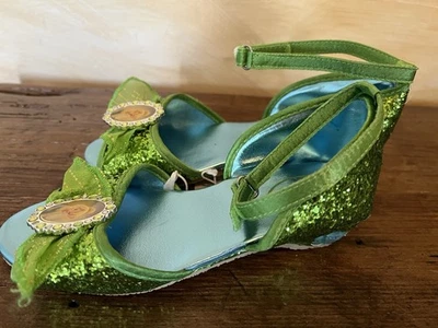 DISNEY STORE  Tinkerbell Green Glitter Ankle Strap Shoes 13/1 NWT! - Image 1 of 4