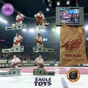 L👀K Rare Eagle Toys Metal Table Original Hockey Players Red Wings Full Set - Picture 1 of 20