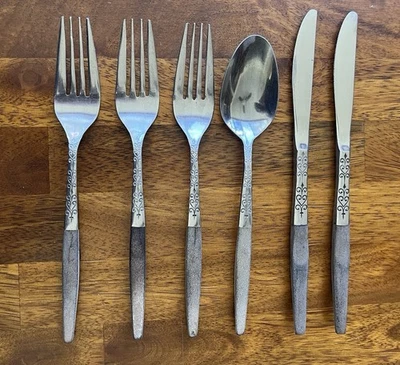 Interpur INR2 Stainless Dinner Fork Brown Composite Wood Handle Replacement - Image 1 of 4