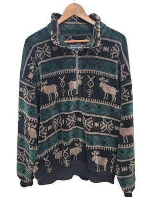 Vtg NORM THOMSON Green Moose Soft Pullover Men Sweater Top Large Portland,OR USA - Image 1 of 4