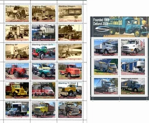 Foglio francobolli + blocco Sterling Trucks company 2019 emissione Naxcivan - Foto 1 di 1