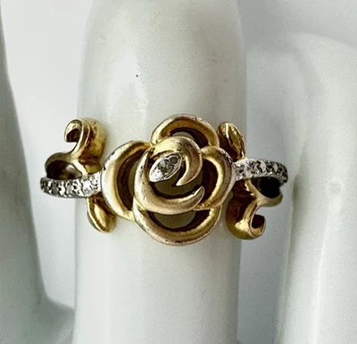 Anillo Prime Art and Jewel DL 925 Plata de Ley Chapado en Oro Amarillo Circonita Rosa Talla 6 Foto 1 de 4