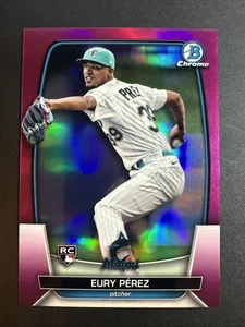 Bowman 2023 cromo béisbol Eury Pérez fucsia RC/299 #90 Marlins  - Imagen 1 de 2