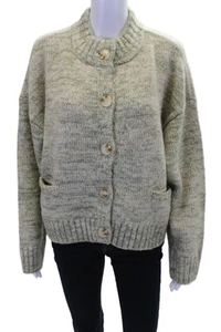 DH Women's Round Neck Long Sleeves Button Down Cardigan Sweater Green Size L - Picture 1 of 7