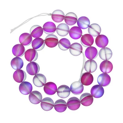 Matte Crystal Glass Beads 10mm Synthetic Frosted Shining Beads, Purple - Image 1 of 4
