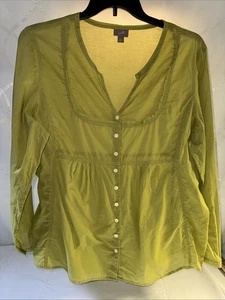J Jill Women Long Sleeve Button Shirt Top Blouse Size XL Green - Picture 1 of 8