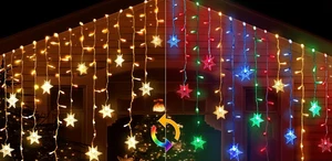Christmas Snowflake Icicle Lights 40' 360 LED 20 Color Indoor/Outdoor Remote NIB - Picture 1 of 10