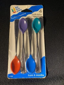 Vtg The First years set of 4 soft-bite baby spoons rubber tip unopened pkg - Picture 1 of 4