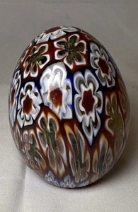Vintage Murano Style Millefiori Art Glass Egg Paperweight 3" Tall - Picture 1 of 6
