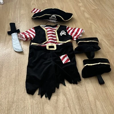 Miniwear Buccaneer Pirate Halloween Costume Jumpsuit Hat Boots Sword Baby 12 M - Image 1 of 4