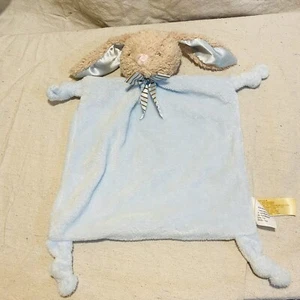 Coperta di sicurezza Dandee Baby Lovey blu coniglietto orecchie raso sonaglio angoli annodati - Foto 1 di 3