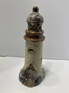 Studio Art Pottery Lighthouse Milky Glaze Nautical Tea Light Stoneware - Picture 1 of 9
