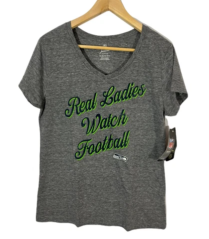 NFL Women's Seattle Seahawks REAL LADIES WATCH FOOTBALL V Neck Shirt - Size XL Cover