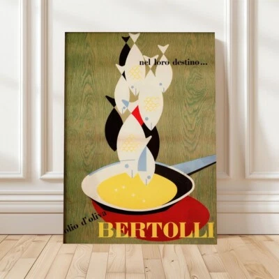 Póster vintage de Bertolli Olio, póster retro de comida italiana sin marco Foto 1 de 4