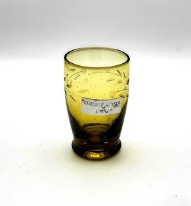 Vintage Yellow Depression Shot Glass Roadside Geyser Souvenir - Picture 1 of 4