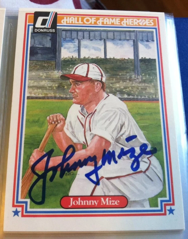 Johnny Mize Autographed Donruss Baseball Card.   MLB HOFer. - Image 1 of 1