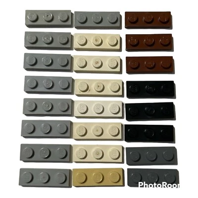 24 LEGO Parts Pieces 1x3 Plate #3623 Gray Brown White - Image 1 of 4
