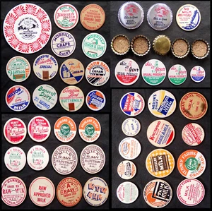 50 CAPS: Vintage Milk Bottle Cap Lot, Antique Delivery Service, USA Canada Mixed - Picture 1 of 7