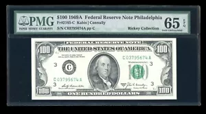 DBR 1969-A $100 FRN Philadelphia Gem Fr. 2165-C PMG 65 EPQ Serial C03795674A - Picture 1 of 2
