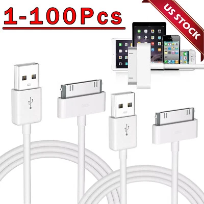 LOTE de cable de datos de carga USB de 3 pies y 30 pines para iPad 1/2/3 iPod Nano 1-6 Foto 1 de 4