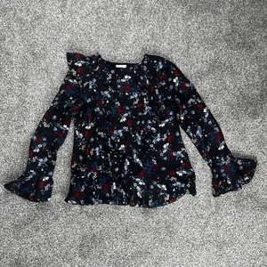 ERDEM X H&M Womens Floral Silk Blouse Size 8 UK 36 EU 4 US Ruffle Bell Sleeve - Picture 1 of 15