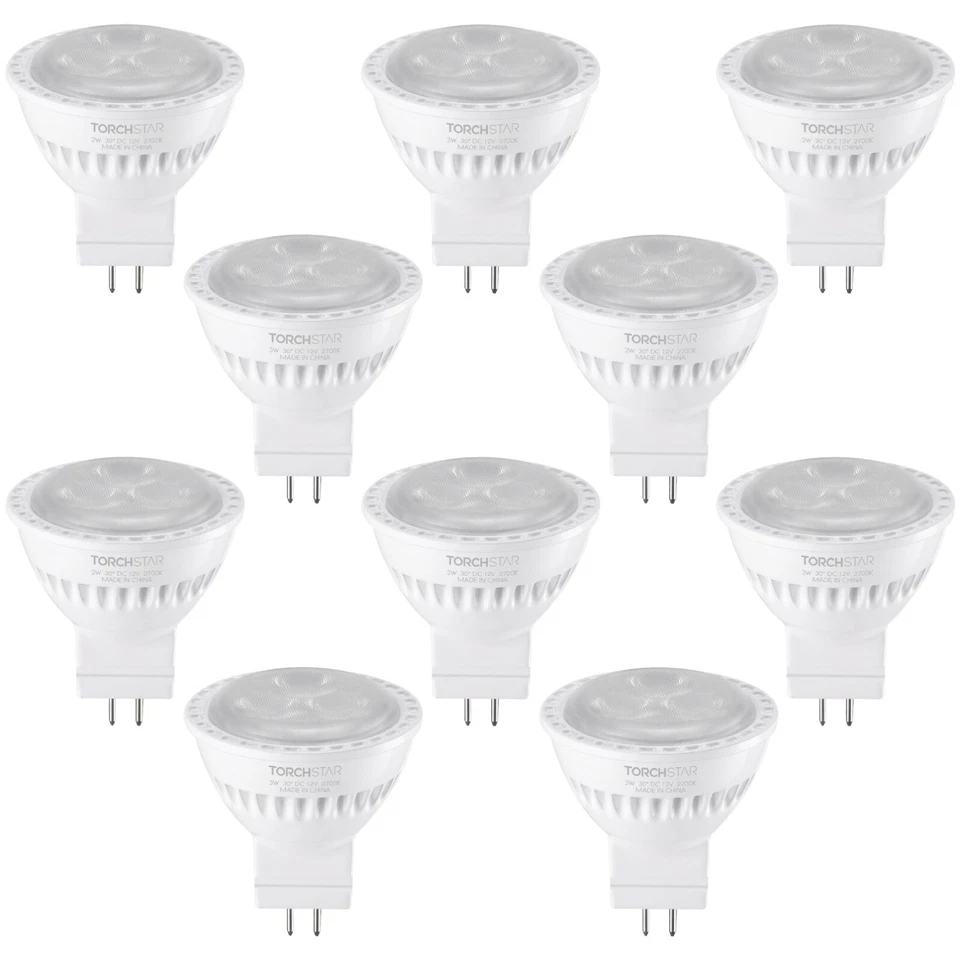 10-Pack 3W 2700K LED MR11 Bulbs, AC/DC 12V GU4 Base, 25W Halogen Equivalent - Image 1 of 4
