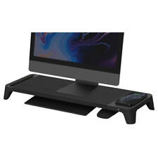 Pout Eyes 6 2-in-1 Black Single Monitor Stand/Riser/Fast Qi Wireless Charging