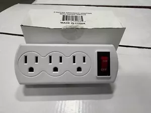 AC Power Wall Tap Grounded 3 Prong 3 Outlets w/ ON / OFF Switch Button - Picture 1 of 3