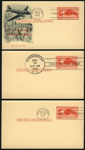 1949 #UXC1 3x Airmail Postal Card Stationery ARTMASTER First Day CV$9 FDC - Picture 1 of 1
