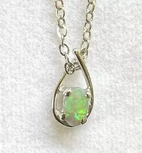 Australian Solid Black Opal Pendant 750 18k White Gold - Picture 1 of 7