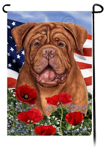 Patriotic Flowers Garden Flag - Dogue de Bordeaux - Imagen 1 de 1