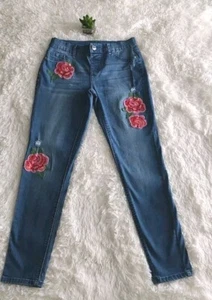 Justice Jeggins Girls Embroidery Rose's 16 Skinny New Without Tags Pull On - Picture 1 of 8