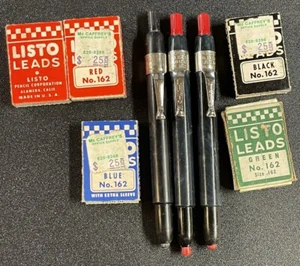 Vtg Listo 1620 Pencils(3) Red Blue Black Green No 162 Refills Made in USA - Bild 1 von 6