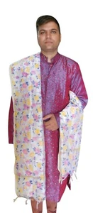 Men Scarves Traditional Sherwani Scarf Handmade Chunni Dupatta Groom Stole - Picture 1 of 5