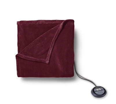 Manta térmica Sunbeam Royal Luxe Cabernet apagado automático lavable a máquina, king Foto 1 de 4